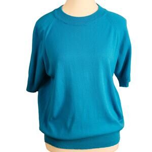 Designers Originals Women's Peacock Blue Sweater SS Sz Med Zippered